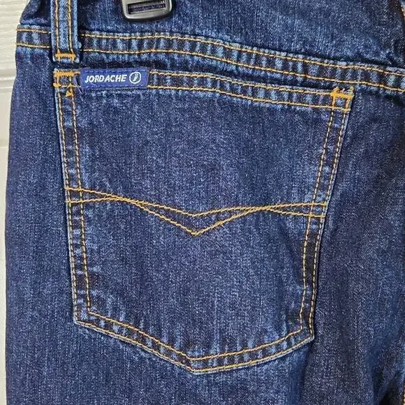 Vintage Jordache Womens Dark Wash Jeans Waist Size 32" Raw Waist Flare 80s - Picture 3 of 8